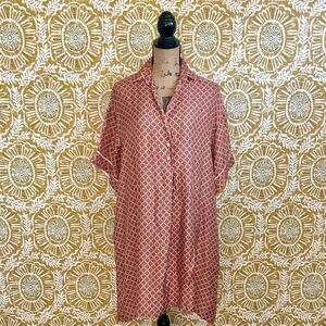 MOMONI Seta Silk Geometric Print Short Sleeve Tunic Mini Dress Sz 44 US 6 RARE